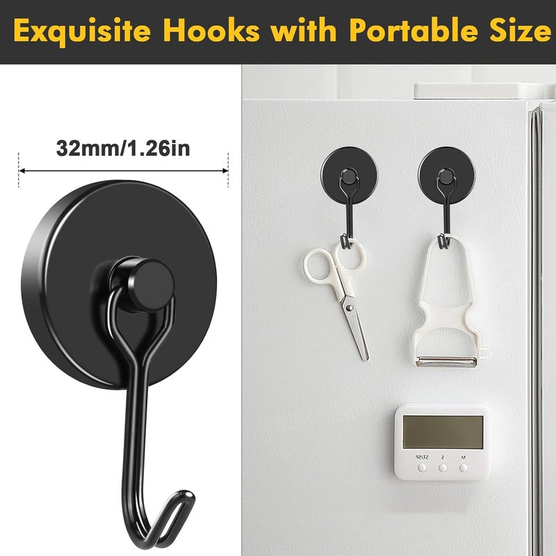 MIKEDE Black Magnetic Hooks Heavy Duty, 120LB Swivel Swing Strong Magnetic Hooks Cruise,Neodymium Hook Magnets for Hanging, Home, Workplace, Metal Door, Office and Garage - Pack of 4 - Image 4
